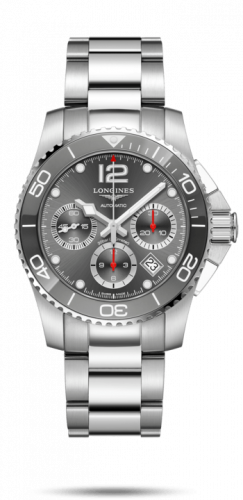 Longines HydroConquest 41 Automatic Chronograph Stainless Steel / Ceramic / Grey / Bracelet L3.783.4.76.6 Longines HydroConquest 41 Automatic Chronograph Stainless Steel / Ceramic / Grey / Bracelet L3.783.4.76.6