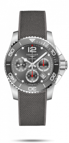 Longines HydroConquest 41 Automatic Chronograph Stainless Steel / Ceramic / Grey / Rubber L3.783.4.76.9 Longines HydroConquest 41 Automatic Chronograph Stainless Steel / Ceramic / Grey / Rubber L3.783.4.76.9