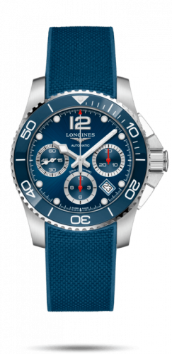 Longines HydroConquest 41 Automatic Chronograph Stainless Steel / Ceramic / Blue / Rubber L3.783.4.96.9 Longines HydroConquest 41 Automatic Chronograph Stainless Steel / Ceramic / Blue / Rubber L3.783.4.96.9