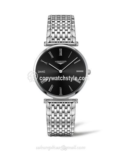 Longines La Grande Classique Quartz 36 Stainless Steel / Black - Roman / Bracelet L4.755.4.51.6 Longines La Grande Classique Quartz 36 Stainless Steel / Black - Roman / Bracelet L4.755.4.51.6