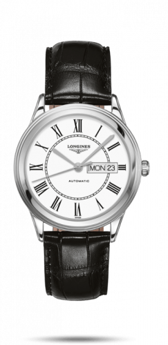 Longines Flagship 38.5 Day Date Stainless Steel / White Roman / Strap L4.899.4.21.2 Longines Flagship 38.5 Day Date Stainless Steel / White Roman / Strap L4.899.4.21.2