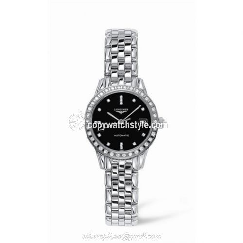 Longines Flagship 26 Automatic Diamond Bezel Black L4.274.0.57.6 Longines Flagship 26 Automatic Diamond Bezel Black L4.274.0.57.6