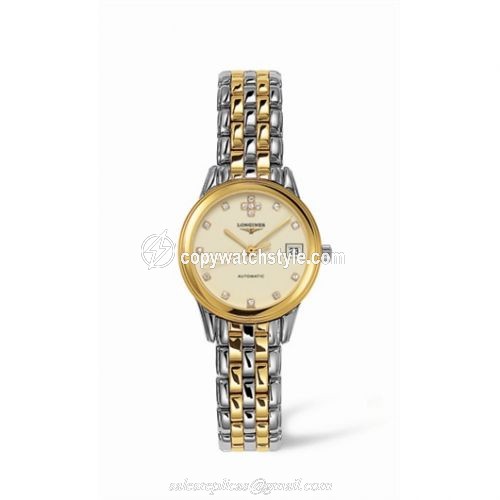 Longines Flagship 26 Automatic Two Tone Cream Diamond L4.274.3.07.7