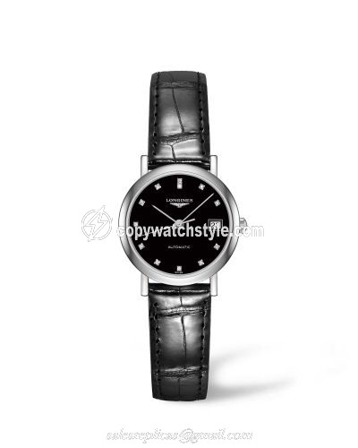 Longines Elegant Collection 25.5 Automatic Stainless Steel / Black / Strap L4.309.4.57.2 Longines Elegant Collection 25.5 Automatic Stainless Steel / Black / Strap L4.309.4.57.2