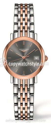 Longines Elegant Collection 25.5 Automatic Stainless Steel / Red Gold / Grey L4.309.5.72.7