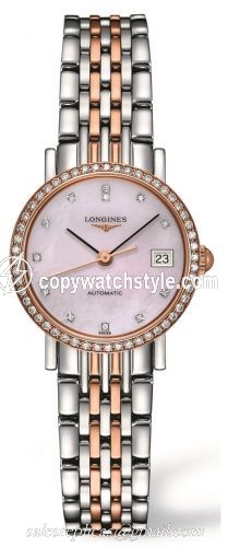 Longines Elegant Collection 25.5 Automatic Stainless Steel / Red Gold / Diamond / Pink MOP L4.309.5.89.7 Longines Elegant Collection 25.5 Automatic Stainless Steel / Red Gold / Diamond / Pink MOP L4.309.5.89.7