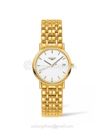 Longines Presence Quartz 30mm PVD Gold / White / Bracelet L4.320.2.12.8 Longines Presence Quartz 30mm PVD Gold / White / Bracelet L4.320.2.12.8