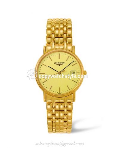 Longines Presence Quartz 30mm PVD Gold / Champagne / Bracelet L4.320.2.32.8 Longines Presence Quartz 30mm PVD Gold / Champagne / Bracelet L4.320.2.32.8