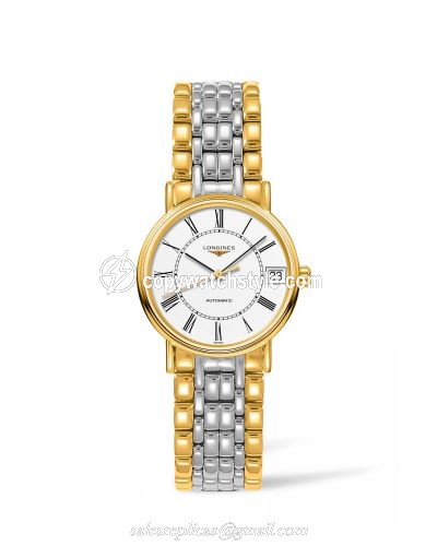 Longines Presence Automatic 30mm Stainless Steel / PVD Gold / White / Bracelet L4.322.2.11.7 Longines Presence Automatic 30mm Stainless Steel / PVD Gold / White / Bracelet L4.322.2.11.7