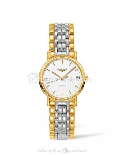 Longines Presence Automatic 30mm Stainless Steel / PVD Gold / White / Bracelet L4.322.2.12.7 Longines Presence Automatic 30mm Stainless Steel / PVD Gold / White / Bracelet L4.322.2.12.7