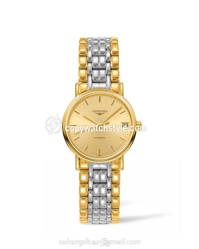 Longines Presence Automatic 30mm Stainless Steel / PVD Gold / Champagne / Bracelet L4.322.2.32.7 Longines Presence Automatic 30mm Stainless Steel / PVD Gold / Champagne / Bracelet L4.322.2.32.7