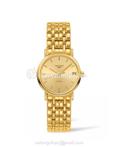 Longines Presence Automatic 30mm Stainless Steel / PVD Gold / Champagne / Bracelet L4.322.2.32.8