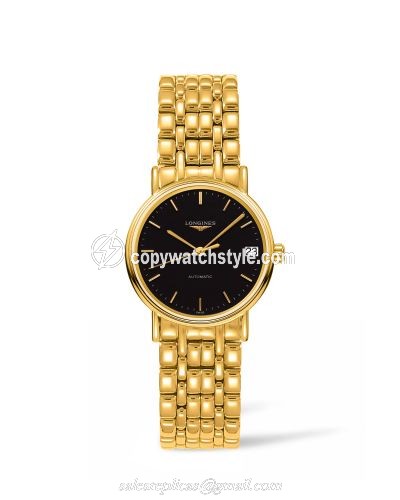 Longines Presence Automatic 30mm Stainless Steel / PVD Gold / Black / Bracelet L4.322.2.52.8