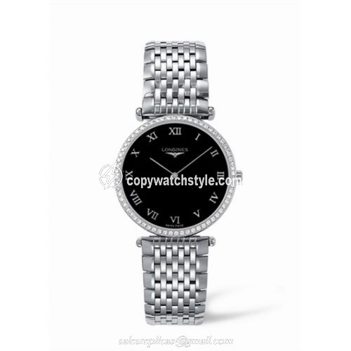 Longines La Grande Classique 33 Quartz Diamond Bezel Black Roman L4.741.0.51.6 Longines La Grande Classique 33 Quartz Diamond Bezel Black Roman L4.741.0.51.6