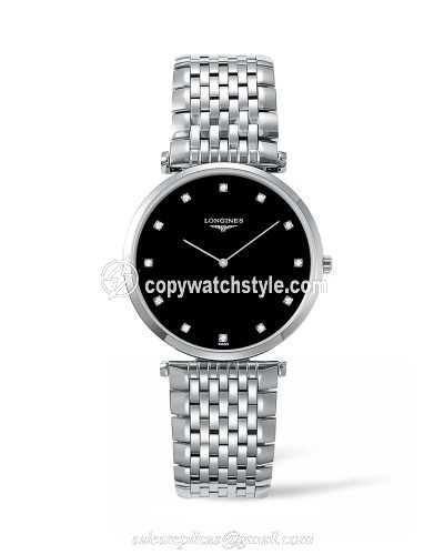 Longines La Grandes Classique Quartz 36 Stainless Steel / Black-Diamond / Bracelet L4.755.4.58.6 Longines La Grandes Classique Quartz 36 Stainless Steel / Black-Diamond / Bracelet L4.755.4.58.6