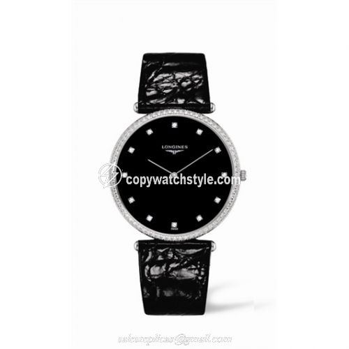 Longines La Grande Classique Quartz 37 White Gold Diamond Black L4.766.7.58.4 Longines La Grande Classique Quartz 37 White Gold Diamond Black L4.766.7.58.4