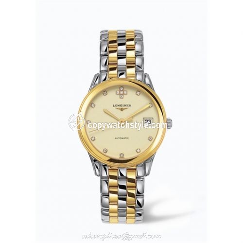 Longines Flagship 35.6 Automatic Two Tone Cream Diamond L4.774.3.07.7 Longines Flagship 35.6 Automatic Two Tone Cream Diamond L4.774.3.07.7
