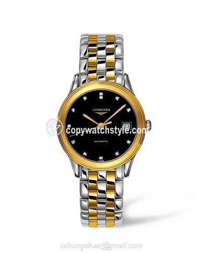 Longines Flagship 35.6 Automatic Two Tone Black Diamond L4.774.3.57.7