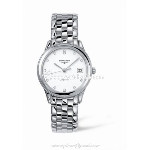 Longines Flagship 35.6 Automatic Stainless Steel White Diamond L4.774.4.27.6
