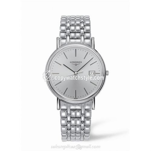 Longines Presence 38.5 Quartz Stainless Steel Grey Bracelet L4.790.4.72.6 Longines Presence 38.5 Quartz Stainless Steel Grey Bracelet L4.790.4.72.6