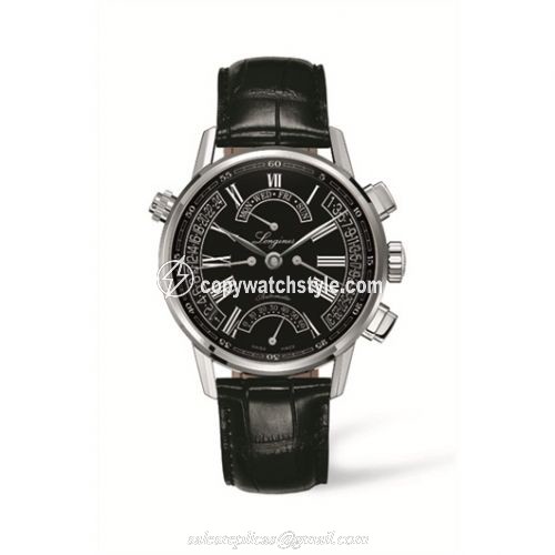 Longines Heritage Retrograde Black L4.797.4.51.2 Longines Heritage Retrograde Black L4.797.4.51.2