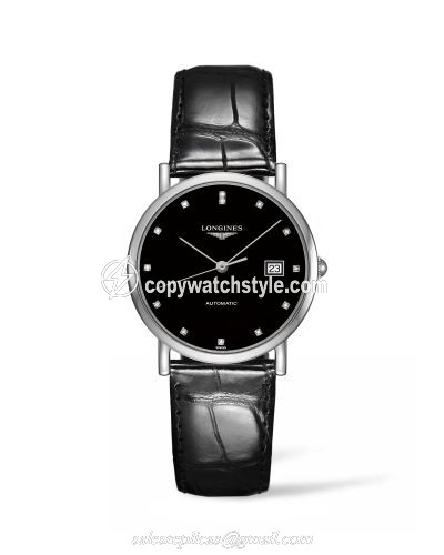 Longines Elegant Collection 34.5 Automatic Stainless Steel / Black / Strap L4.809.4.57.2 Longines Elegant Collection 34.5 Automatic Stainless Steel / Black / Strap L4.809.4.57.2