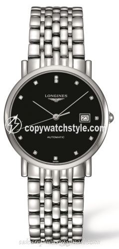 Longines Elegant Collection 34.5 Automatic Stainless Steel / Black / Bracelet L4.809.4.57.6 Longines Elegant Collection 34.5 Automatic Stainless Steel / Black / Bracelet L4.809.4.57.6