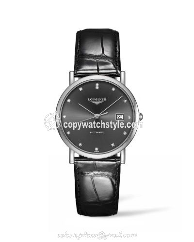 Longines Elegant Collection 34.5 Automatic Stainless Steel / Grey / Strap L4.809.4.78.2 Longines Elegant Collection 34.5 Automatic Stainless Steel / Grey / Strap L4.809.4.78.2