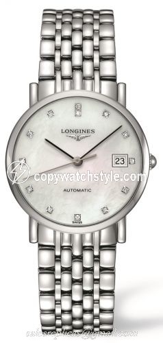 Longines Elegant Collection 34.5 Automatic Stainless Steel / MOP / Bracelet L4.809.4.87.6