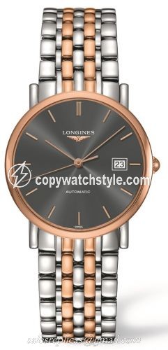 Longines Elegant Collection 34.5 Automatic Stainless Steel / Red Gold / Grey L4.809.5.72.7 Longines Elegant Collection 34.5 Automatic Stainless Steel / Red Gold / Grey L4.809.5.72.7
