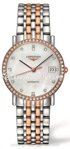 Longines Elegant Collection 34.5 Automatic Stainless Steel / Red Gold / Diamond / MOP L4.809.5.88.7 Longines Elegant Collection 34.5 Automatic Stainless Steel / Red Gold / Diamond / MOP L4.809.5.88.7