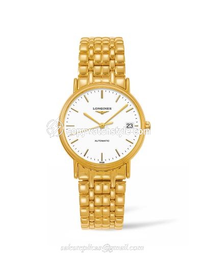 Longines Presence Automatic 34.5mm Stainless Steel / PVD Gold / White / Bracelet L4.821.2.12.8 Longines Presence Automatic 34.5mm Stainless Steel / PVD Gold / White / Bracelet L4.821.2.12.8