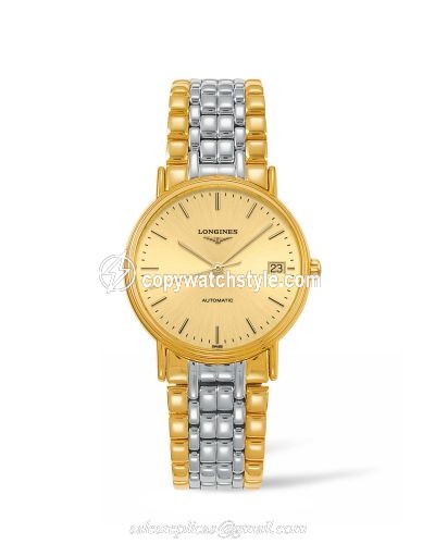 Longines Presence Automatic 34.5mm Stainless Steel / PVD Gold / Champagne / Bracelet L4.821.2.32.7