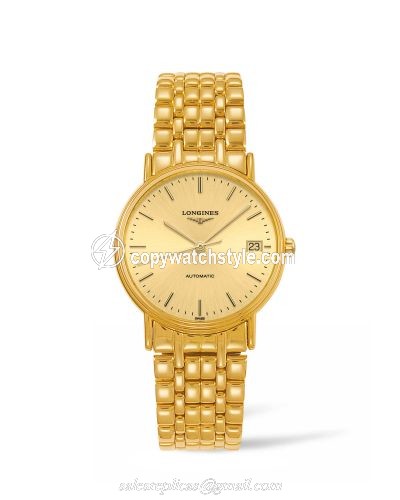 Longines Presence Automatic 34.5mm Stainless Steel / PVD Gold / Champagne / Bracelet L4.821.2.32.8
