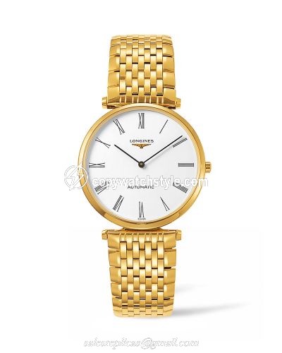 Longines La Grande Classique Automatic 36 Gold / White Roman / Bracelet L4.908.2.11.8 Longines La Grande Classique Automatic 36 Gold / White Roman / Bracelet L4.908.2.11.8