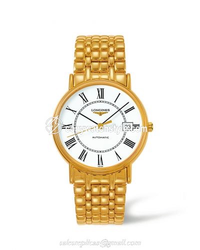 Longines Presence 38.5 Automatic Yellow Gold PVD / White / Bracelet L4.921.2.11.8 Longines Presence 38.5 Automatic Yellow Gold PVD / White / Bracelet L4.921.2.11.8