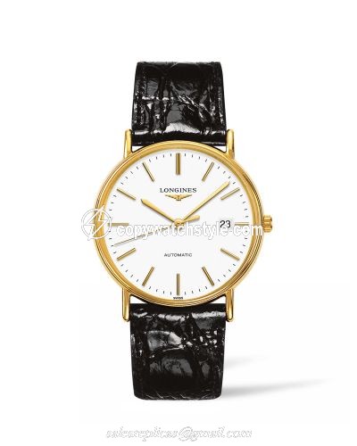 Longines Presence 38.5 Automatic Yellow Gold PVD / White / Strap L4.921.2.12.2 Longines Presence 38.5 Automatic Yellow Gold PVD / White / Strap L4.921.2.12.2