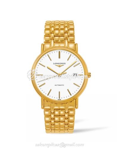 Longines Presence 38.5 Automatic Yellow Gold PVD / White / Bracelet L4.921.2.12.8