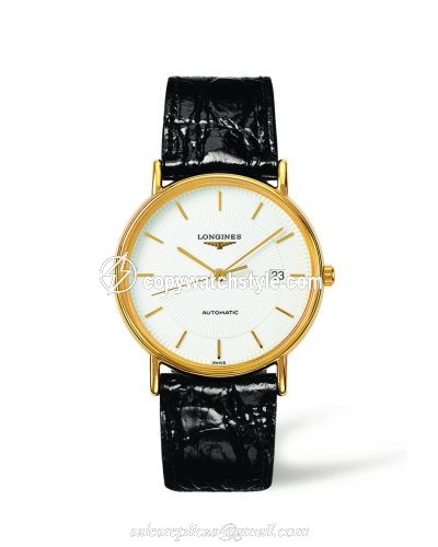 Longines Presence 38.5 Automatic Yellow Gold PVD / White / Strap L4.921.2.18.2 Longines Presence 38.5 Automatic Yellow Gold PVD / White / Strap L4.921.2.18.2