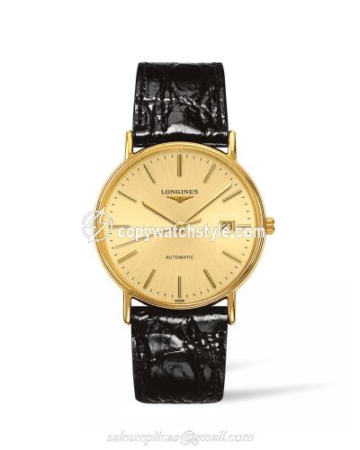 Longines Presence 38.5 Automatic Yellow Gold PVD / Champagne / Strap L4.921.2.32.2 Longines Presence 38.5 Automatic Yellow Gold PVD / Champagne / Strap L4.921.2.32.2