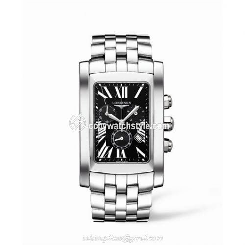 Longines DolceVita XL Chronograph Stainless Steel Black Roman L5.687.4.79.6