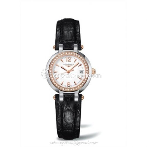 Longines PrimaLuna Quartz 26.5 Two Tone Pink Diamond Leather Arabic L8.110.5.19.2 Longines PrimaLuna Quartz 26.5 Two Tone Pink Diamond Leather Arabic L8.110.5.19.2
