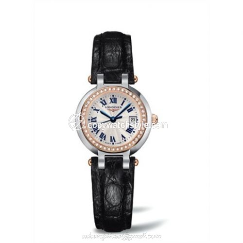 Longines PrimaLuna Quartz 26.5 Two Tone Pink Diamond Leather L8.110.5.79.2 Longines PrimaLuna Quartz 26.5 Two Tone Pink Diamond Leather L8.110.5.79.2