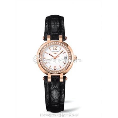 Longines PrimaLuna Quartz 26.5 Pink Gold Leather Diamond Arabic L8.110.9.16.2 Longines PrimaLuna Quartz 26.5 Pink Gold Leather Diamond Arabic L8.110.9.16.2