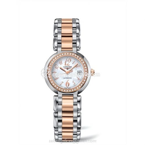 Longines PrimaLuna Automatic 26.5 Two Tone Pink Diamond Funky MOP L8.111.5.88.6 Longines PrimaLuna Automatic 26.5 Two Tone Pink Diamond Funky MOP L8.111.5.88.6