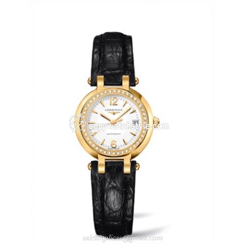 Longines PrimaLuna Automatic 26.5 Yellow Gold Diamond Leather Arabic L8.111.7.16.2