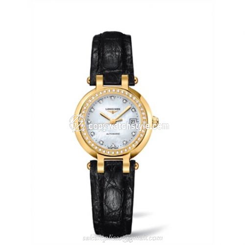 Longines PrimaLuna Automatic 26.5 Yellow Gold Diamond Leather MOP L8.111.7.87.2 Longines PrimaLuna Automatic 26.5 Yellow Gold Diamond Leather MOP L8.111.7.87.2