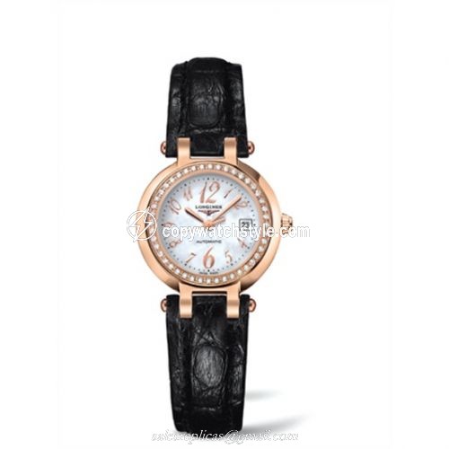 Longines PrimaLuna Automatic 26.5 Pink Gold Diamond Leather Funky MOP L8.111.9.83.2 Longines PrimaLuna Automatic 26.5 Pink Gold Diamond Leather Funky MOP L8.111.9.83.2