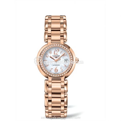 Longines PrimaLuna Automatic 26.5 Pink Gold Diamond Funky MOP L8.111.9.83.6