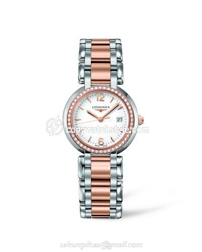 Longines PrimaLuna Quartz 30 Two Tone Pink Diamond Arabic L8.112.5.19.6
